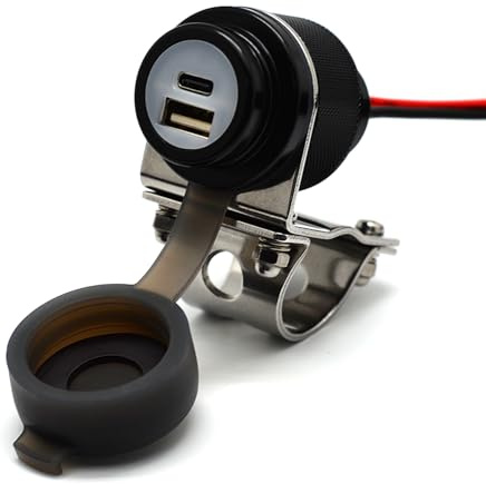 Cliff Top 36 W PD USB-C und QC 3.0 Aluminium Motorrad Lenker USB Ladegerät für 7/8 Zoll und 1 Zoll Lenker – verhindert Batterieentleerung (Schwarz)