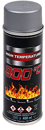 VE-INDUSTRIES Thermolack Spray Ofenlack Auspufflack Hitzebeständiger Lack Ofenfarbe 800°C div. Farben (Aluminium)