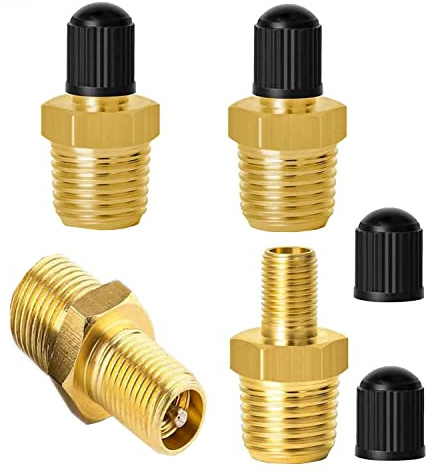 Förpackning med 4 1/4 tum NPT tankventiler, korrosionsskydd, mässing, Schrader-ventil, luftkompressor, tank, fyllningsventiler, mässing