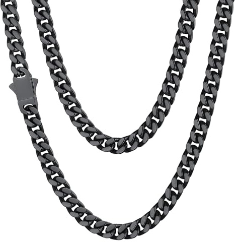 ChainsHouse Kette Herren Damen Panzerkette 5/7/9/12mm breit Miami Halskette Edelstahl Männer Gliederkette in Silber/Gold/Schwarz Kubanische Kette ohne Anhänger Schmuck Kettenlänge 46-76cm