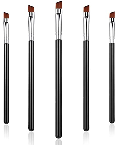 WLLHYF 5Pcs Angled Eyeliner Brush, Fine Slanted Flat Angle Eye Liner Eyebrow Brush Eye Makeup Brush Soft Fibers Synthetic Bristles Eye Makeup Tool