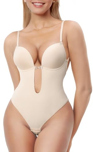 Decorus Shapewear Backless Bodysuit Strapless: Low-back Thong Body-shaper Invisible Women - Build in Bra Open-back Bodysuits Wedding Seamless