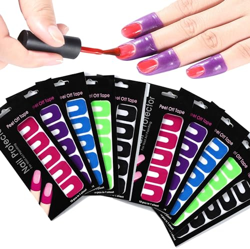 JIAMIAN Nagellack Schablone 100 Stück, Anti-Spill-Maniküre-Schutzwerkzeuge, Nail Art Spitzenschutz Wiederverwendbare Nail Art Basic Werkzeugzubehör