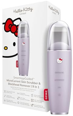 GESKE x Hello Kitty | SmartAppGuided™ MicroCurrent Skin Scrubber & Blackhead Remover | 9 in 1 | Skincare Tools | Face Cleaning Device | Anti Aging und Reinigung | Gesichtsstraffung | Mitesserentferner