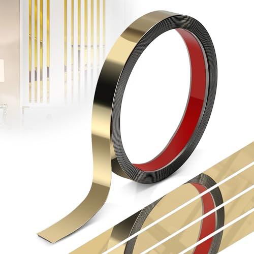 efuturetime Wandleisten Selbstklebend Edelstahl 2cm × 5m Gold | Zierleisten Flexibel, Wand Trim aus Metall mit Spiegeleffekt für Dekoration, Möbel, Spiegelrand, Wand, Tür und Decke
