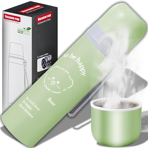 Retoo Thermosflasche 500 ml Isolierflasche Mobiler Kaffeebecher Thermobecher Isolierbecher Verschluss Edelstahl Grün
