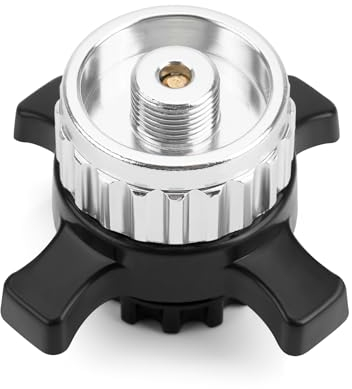 Onlyfire Gasflaschenadapter für Easy-Click/CV Gaskartuschen Übergang von Bajonetverschluß auf 7/16 Schraubgewinde Anschluß, Ventilkartuschen Adapter, Silber, 1 Stck