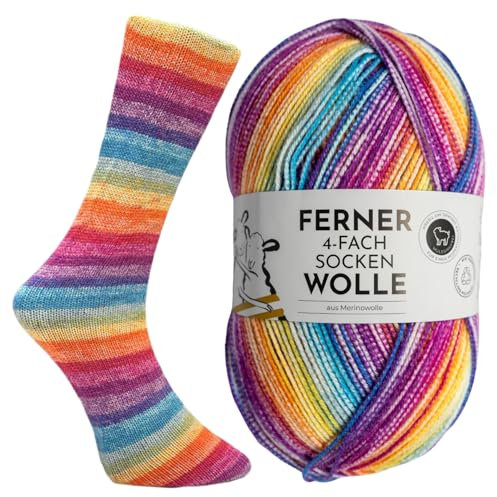 FERNER WOLLE Lungauer Sockenwolle 4-Fach Merino 48-72 - Regenbogen