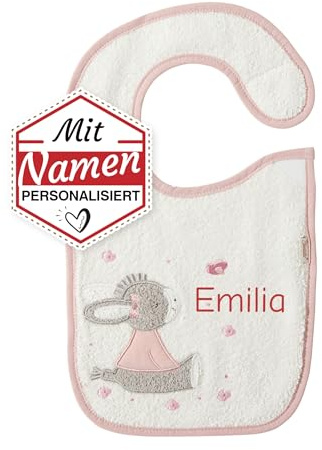 LALALO Sterntaler Lätzchen mit Namen bestickt, Junge, Baby Frottee Lätzchen/Halstuch/Spucktuch, Babylätzchen personalisiert, 100% Baumwolle, 26 x 38 cm, Junge Mädchen