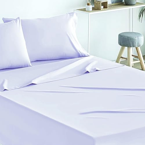 DHESTIA HOME Juego de Sábanas Tejido Microfibra Tacto Melocotón Color Lila Talla Cama 90