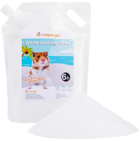 Niteangel Arena de Baño Desértico para Hámster | Arena de baño libre de polvo o arena para esparcir para hámsters, chinchillas, gerbos, ratones, degús u otras mascotas pequeñas (Arena Blanca, 2,72kg)