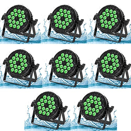HOLDLAMP 8 PCS 180W IP65 LED Par Scheinwerfer Outdoor, RGBW 18 LED Bühnenlicht Wasserdicht mit Kabel, LED Strahler Party für Party Club Bar Hochzeit Halloween Weihnachten