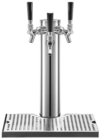 STMKB Torre De Cerveza Grifo De 3 Vías, Columna De Grifo De Acero Inoxidable, Dispensador De Vino con Bandeja De Goteo, Conexión De Grifo De Cerveza para Cerveza, Jugo, Latas De Refrescos