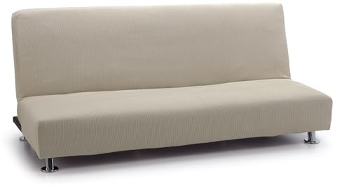 FAVERTI® Funda Elástica Sofá Cama Click Clack Tres Plazas | Modelo Reale | Beige | Funda Sofá Cama Universal | Protector de Calidad de Tejido Jacquard Tacto algodón