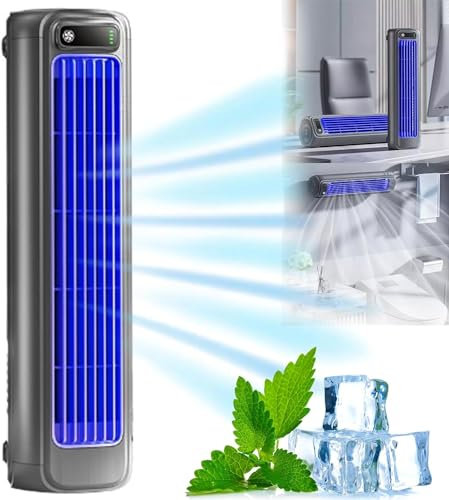 Outfany Cooling Ace, Azazaza Portable Air Conditioner Fan, Shirem Cooling Ace, 3 Speeds Desktop Air Cooler Mobile Fan, Rechargble Tower Fan Quiet Cooling Bedroom, Office, Kitchen (blue)