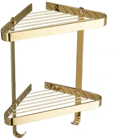 SKINPA Shower Caddy,Bathroom Shower Shelf Organise, Triangle Shower Corner Bathroom Shelf Storage Basket Holder Aluminum Caddy Rack Etagere Tipi Salle De Bain Murale Douche(Gold)
