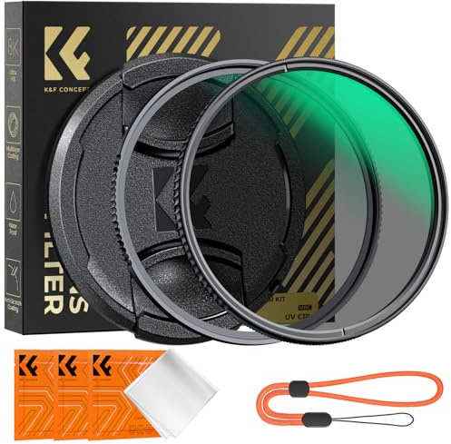 K&F CONCEPT Nano-Xcel 49mm Kit de Filtro de Protección MCUV + Polarizador | Filtro MCUV + CPL de Vidrio Óptico Nano Revestimiento con 2PCS Tapa para Objetivo 3PCS Paños Limpieza - FS704