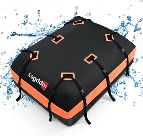 CYDDUP Roof Bag, Waterproof Soft Car Top Carrier Without Rack, 21 Cubic Feet Cargo Carrier for Top of All Vehicles with/Without Rack, Includes Anti-Slip Mat, 6 Door Hooks, Luggage Lock, Storage Bag