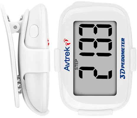 AVTREK Präziser 3D-Schrittzähler für das Gehen, riesiges Display, digitaler Schrittzähler zum Laufen, mit Zeitanzeige und LED-Hintergrundbeleuchtung