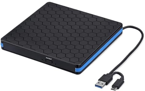 MZZYG Lecteur DVD Graveur De CD Plug and Play USB3.0 Type C, Graveur De DVD RW Externe, Transfert À Grande Vitesse, Lecteur CD, Lecteur Optique Externe(Blue Border)