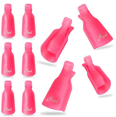 G4GADGET Nagellackentferner-Clips, Soak-Off-Gel, Acryl und UV-Nagellack, wiederverwendbar, rutschfest, rosarot, 10 Stück
