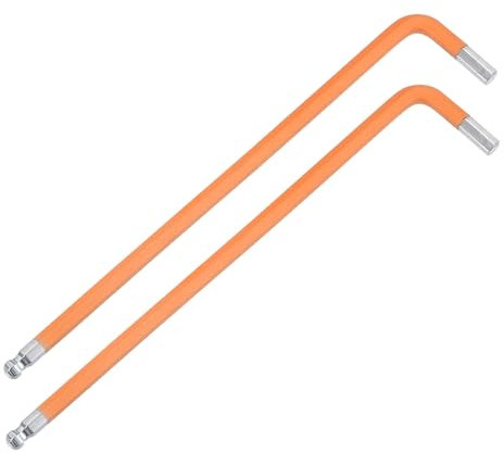 M METERXITY 2-Pack Ball End Hex Key Wrench, 5mm L Shape Extra Long Arm S2 Steel Repairing Tool for Bicycle/Furniture/Equipment/Motorcycle/Machinery, Metric Hexagonal Wrench [Orange]