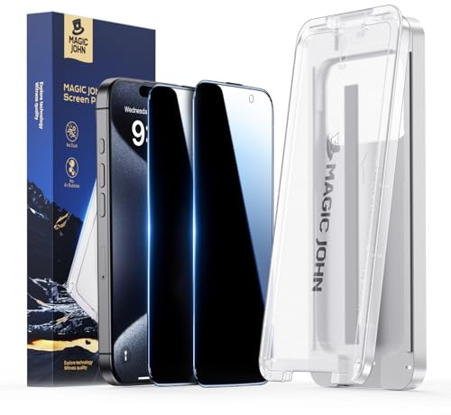 MAGIC JOHN für iPhone 15 Pro Max für Upgrade Sichtschutzfolie (6,7 Zoll), 25-Grad-schutzwinkel-Einfaches, mit einfachem Einfache Installation, Befestigungswerkzeug, Hüllenfreundlich, 2 Stück