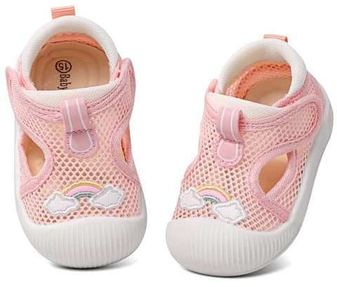 MASOCIO Chaussure Bebe Fille Ete Sandales Premier Pas Baskets Bébé Été Chaussures de Marche Souple Sandale Taille 23 Rose