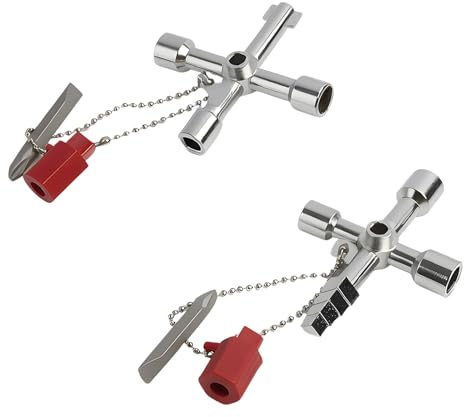 Knocery 2 Piezas Llave Triángulo Multifunción 4 Vías | Llave Universal para Gabinetes Eléctricos, Medidores, Radiadores y Ascensores - Robusta, durable, práctica, compatible