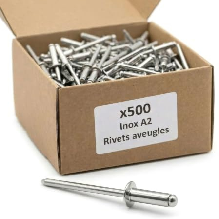 500 Rivets aveugles - Acier inoxydable A2 - DIN 7337 - Tête fraisée - Diamètre 3,0 mm - Anti-rouille - Bricolage et Automobile - Longueur 10 mm - Diamètre 3 mm