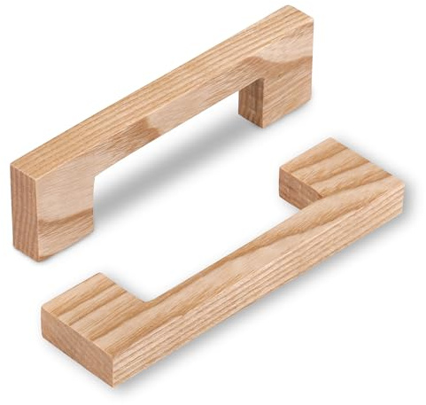 SYZOW 6 Stück Schubladengriff aus Holz, Möbelgriffe Holz 96mm Lochabstand (Aschenbaum)
