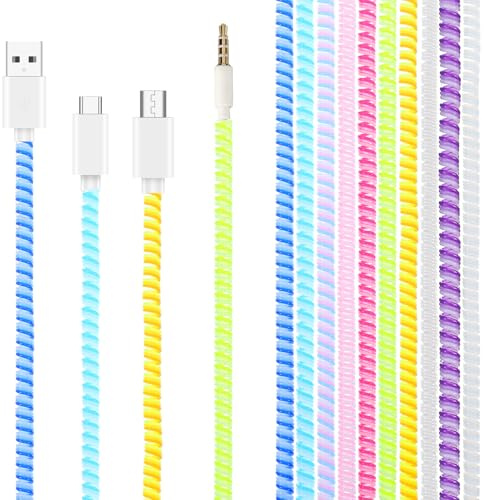 10 Pcs Spiral Cable Protector, Multicolor Charger Protector from Pets No Chew The Cable, Data Cables Protective, Headphone Saver Charger Protective Cover for Phone Chargers
