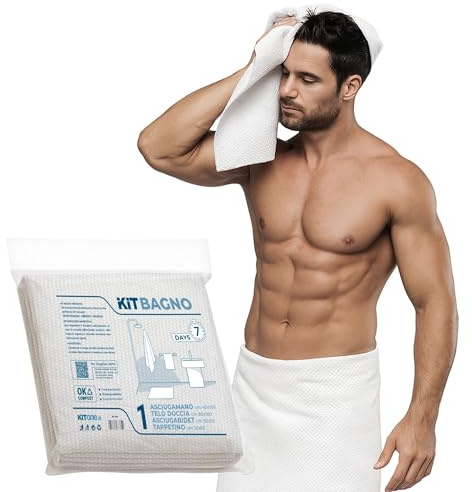 KITONE Set Asciugamani per Bagno in Fibra Compostabile ECO-BIO 80gr (1 Set Bagno Plus)