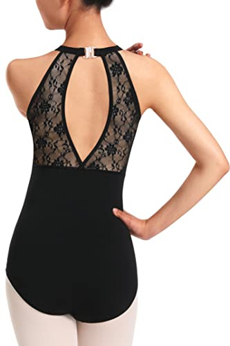 DANSHOW Women's Halter Neck Dance Leotard,Lace Keyhole Back Ballet Dancewear(23910-06-S)