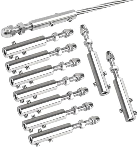 Tensor Acero Inoxidable | Torniquete para Tensado De Cable Y Alambre - 10 Piezas Conjunto De Herrajes Resistente con Gancho para Barandillas Iluminación Escalada Jardinería Enrejado Velas De Sombra Y