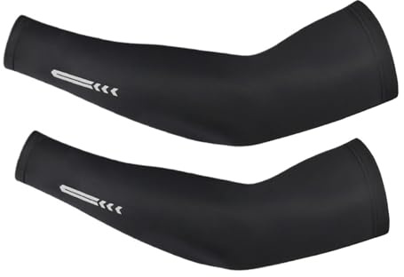 FJOADNVM Maniche Per Braccia Manicotti for bicicletta in seta ghiacciata, traspiranti, estivi, protezione for le braccia, protezione solare UV, sport, MTB, bici da strada(Black,XXL)