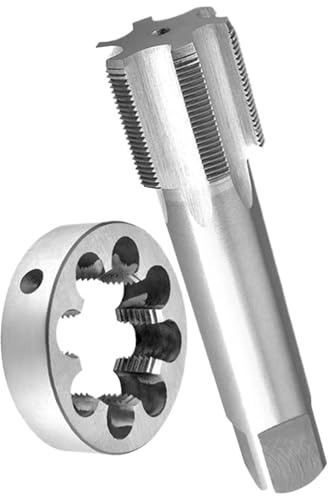 Set di maschi e filiere tonde metrici M59x1,5 mm, utensili for maschiatura fine con scanalature dritte e macchina destra HSS