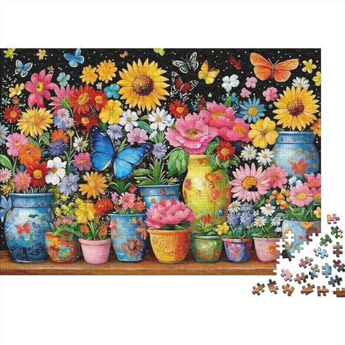 Colorful Flower Arrangement 1000Pc Jigsaw & Jigsaw Premium Paper Educational Relaxing Flower Pots for Men Age 14+ 38x26cm/1000pcs