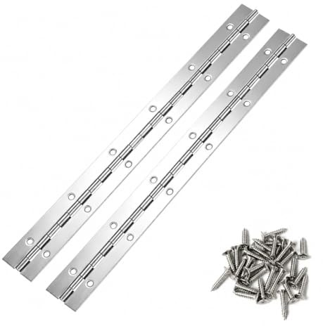 11.8 Inch Piano Hinge, 300mm Stainless Steel Continuous Hinges for Wood Cabinet Doors, Heavy Duty Long Hinges with 24 Screws for Toolbox Furniture DIY Projects (Silver 2Pcs)