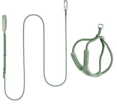 BuddyArmor Ausbruchsicher Y Form Katzengeschirr mit Leine Set, Verstellbar Anti-Choke Gepolstert Softgeschirr Katzenweste Geschirr und Freihandleinen für Katzen Walking bis 12kg (Olivgrün, S)