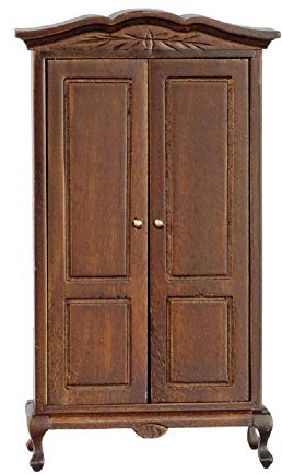 Melody Jane Puppenhaus Eiche Dunkel Queen Anne Kleiderschrank Miniatur Holz 1:12 Schlafzimmermöbel
