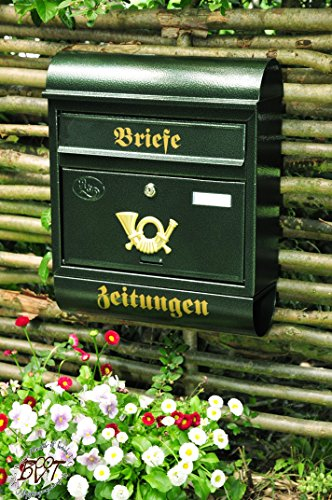 BTV Briefkasten, Premium-Qualität, verzinkt, pulverbeschichtet Runddach R/gr grün dunkelgrün moosgrün Zeitungsfach Zeitungsrolle Postkasten NEU
