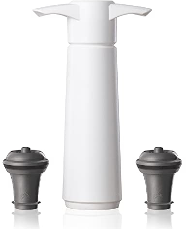Vacu Vin Wine Saver Gift Set - White | 1 x Vacuum Pump + 2 x Vacuum Wine Stopper