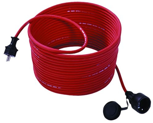 BACHMANN Rallonge pour tondeuse à gazon contact de protection 16 A/250 VAC, rouge, caoutchouc/néoprène, 50 m