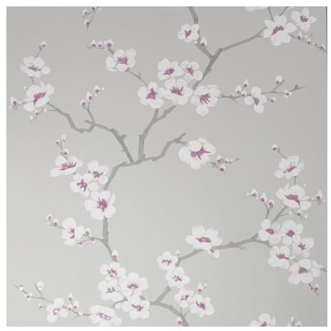 Fresco Apple Blossom Tree Floral Grey Wallpaper | Grey Floral Wallcovering | Eco-Friendly Wallpaper