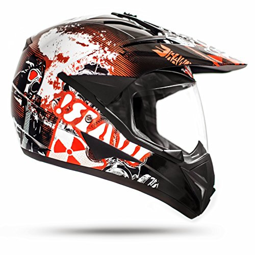 ATO Moto 805 GS War Black Crosshelm mit Visier für Quad ATV Enduro Motorradhelm ECE 2205 Größe: XL 61 cm