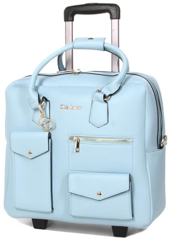 Bowatex Aktentasche Damen Laptoptasche Trolley auf Rollen Hell Blau