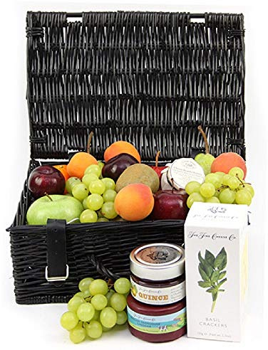 Savory Fruit and Cheese Basket - Fruit Gift Baskets and Gift Hampers with Next Day UK delivery with Personal Message Attached