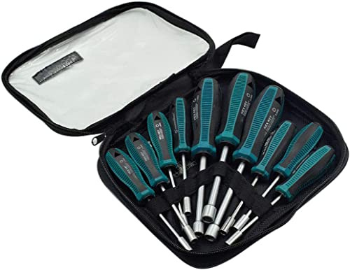 Rannb Hex Nut Driver Set, Socket Wrench Screwdriver Cr-V Steel Hexagon Nut Driver, 10 Sizes 3mm, 3.5mm, 4mm, 4.5mm, 5mm, 5.5mm, 6mm, 7mm, 8mm, and 9mm for Repairs