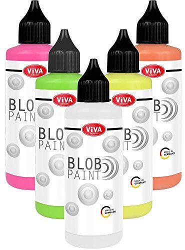 Viva Decor Blob Paint Set (Space Glow, 90 ml) - gebrauchsfertiges Farben Set für Blob Painting Dot Painting Art - Dotting Tool für Leinwand, Mandala